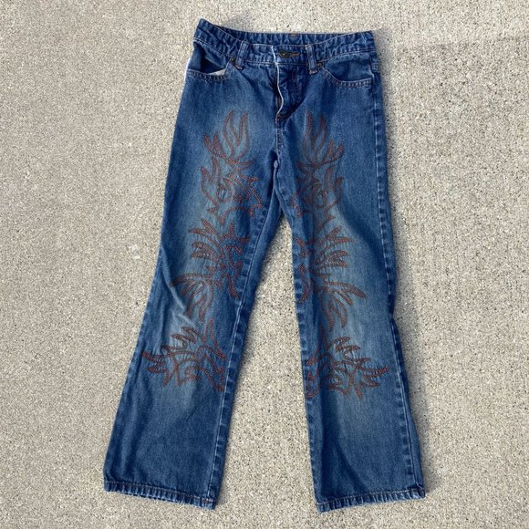 Mary Kate and Ashley VTG 90's/Y2K embroidered jeans button front youth size 7 - Picture 1 of 7